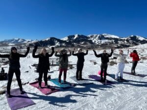 Eventful snow yoga in Park City, Utah