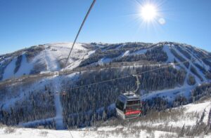 Park City Quicksilver Gondola connecting the Mountain Village side to the Canyons Village side.